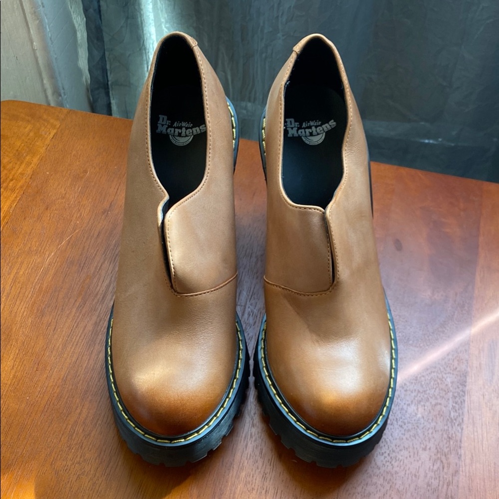 Dr. Martens Cordelia Tan Leather Platform Heels Women's US 8 UK 6 - Picture 10 of 11